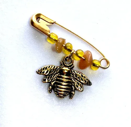 Brass Bee Safety Pin Charm