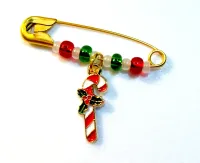 Christmas Candy Cane  Safety Pin
